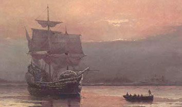 Mayflower in Plymouth Harbour